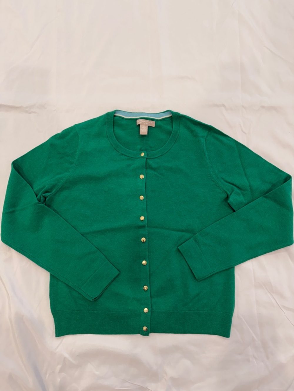 Banana Republic Extra Fine Merino Green Crewneck Button-Front Women's Cardigan-L - Picture 9 of 9